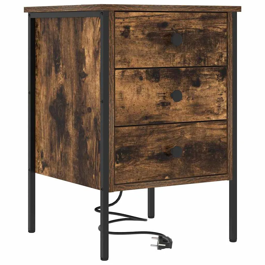 Cabinet de chevet Chêne fumé 42 x 41 x 61 cm Bois d'ingénierie - 2