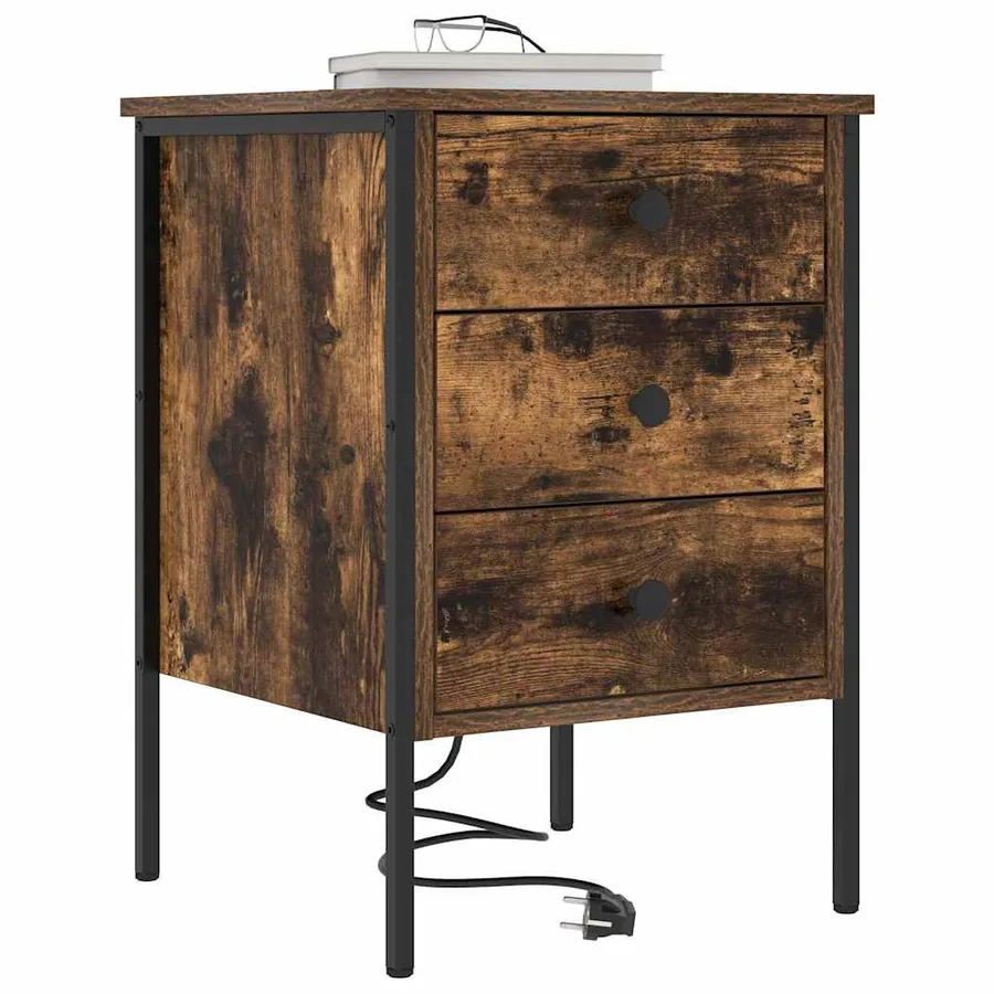 Cabinet de chevet Chêne fumé 42 x 41 x 61 cm Bois d'ingénierie - 3