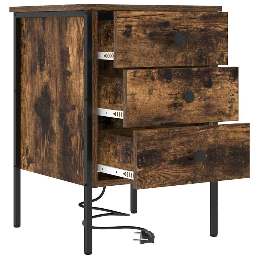 Cabinet de chevet Chêne fumé 42 x 41 x 61 cm Bois d'ingénierie - 5