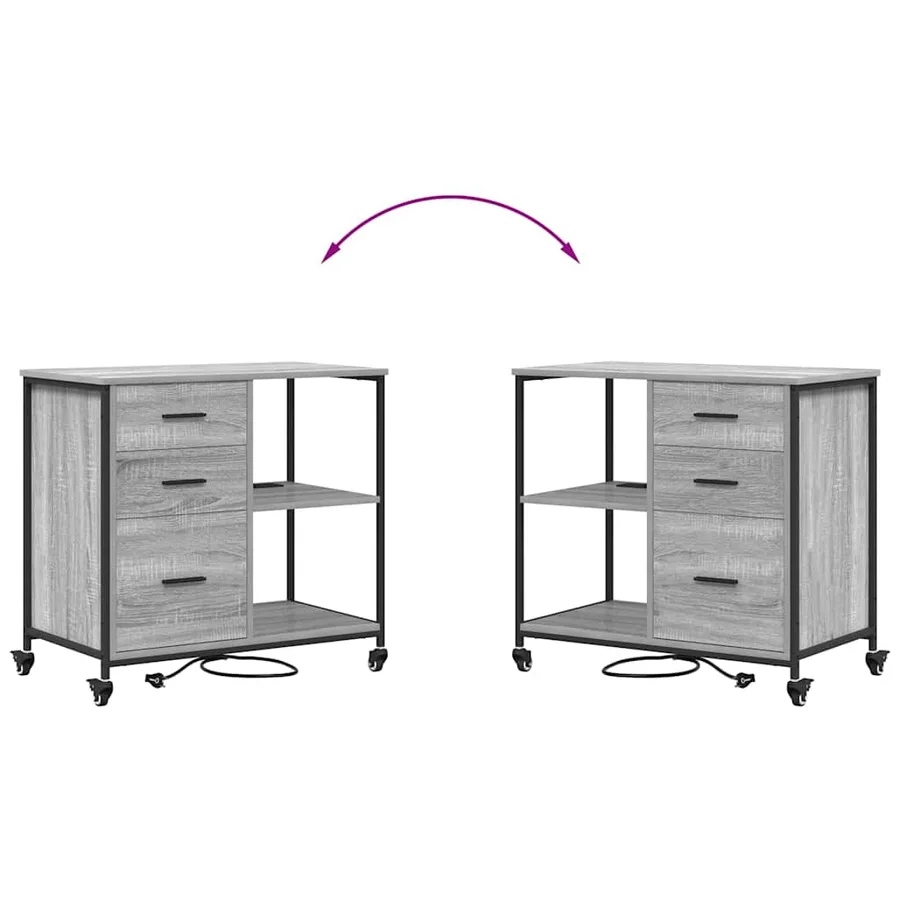 Cabinet avec Station de Charge Gris Sonoma 76 x 41 x 72 cm - 11