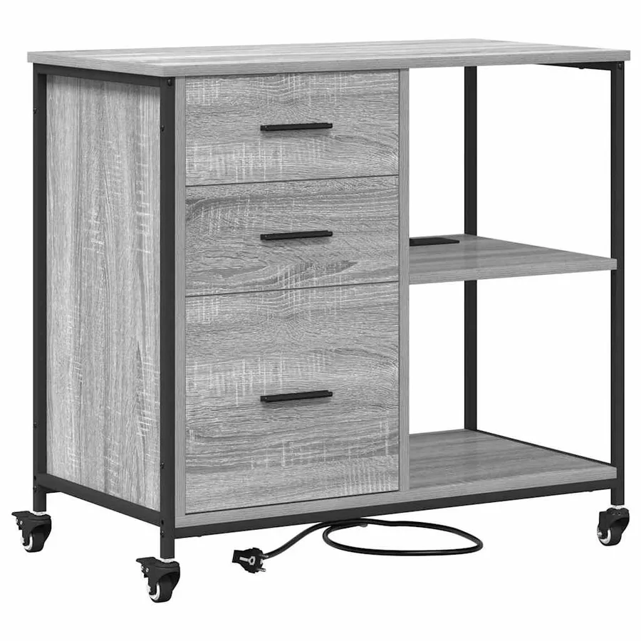 Cabinet avec Station de Charge Gris Sonoma 76 x 41 x 72 cm - 2