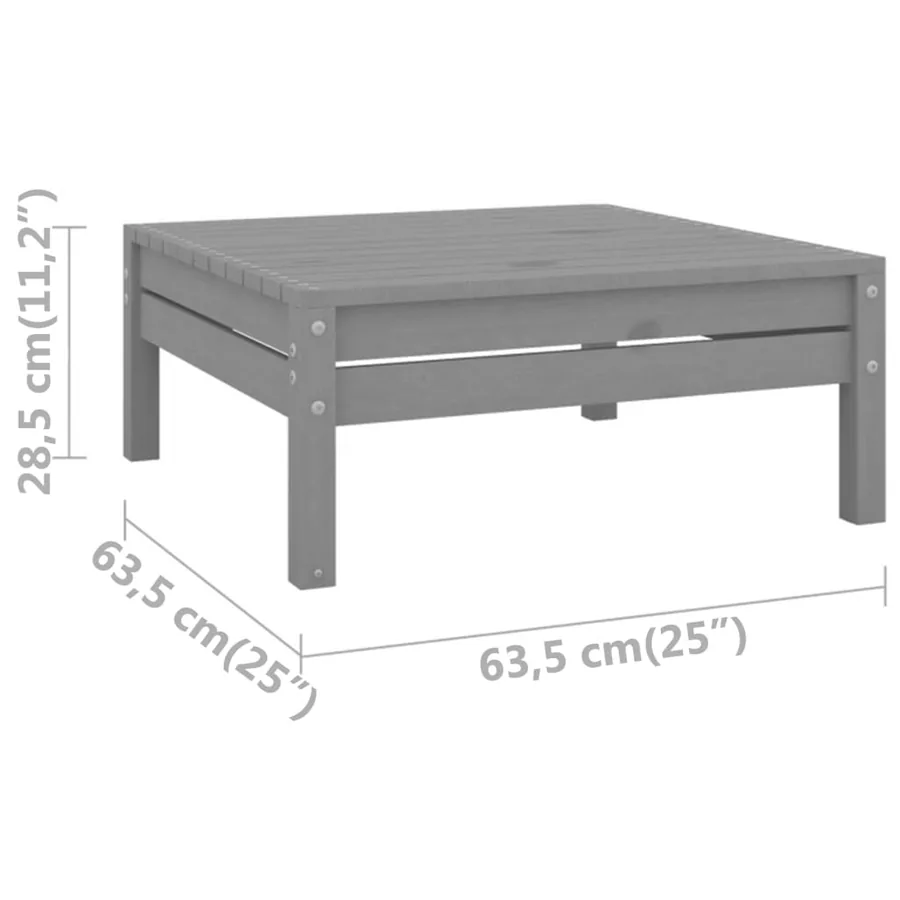 Salon de jardin 3 pcs Bois de pin massif Gris - 16