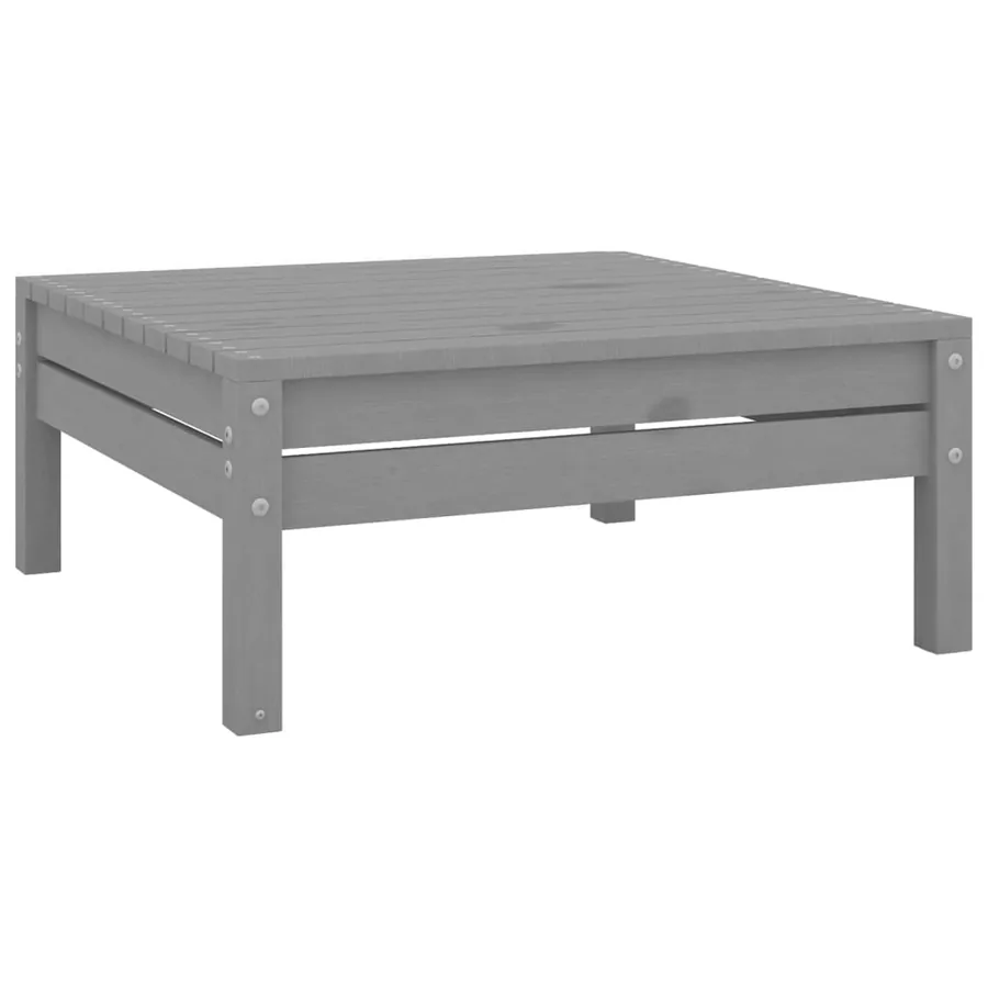 Salon de jardin 3 pcs Bois de pin massif Gris - 9