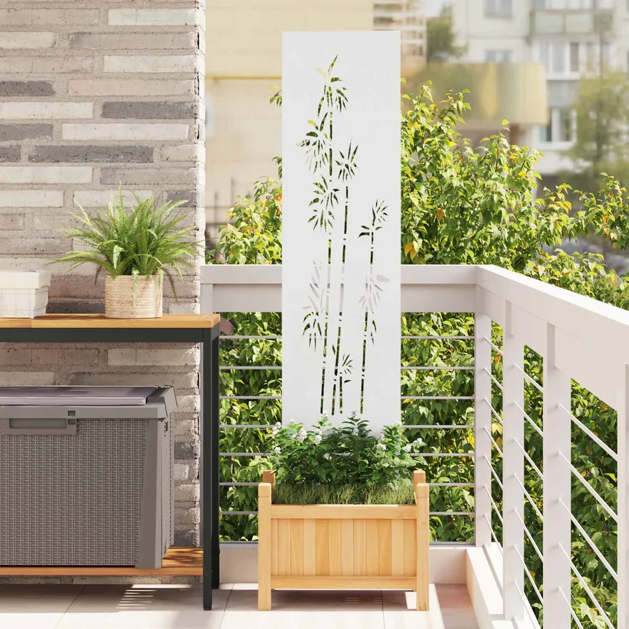 Écran de confidentialité de jardin Floral Blanc 32 x 140 cm