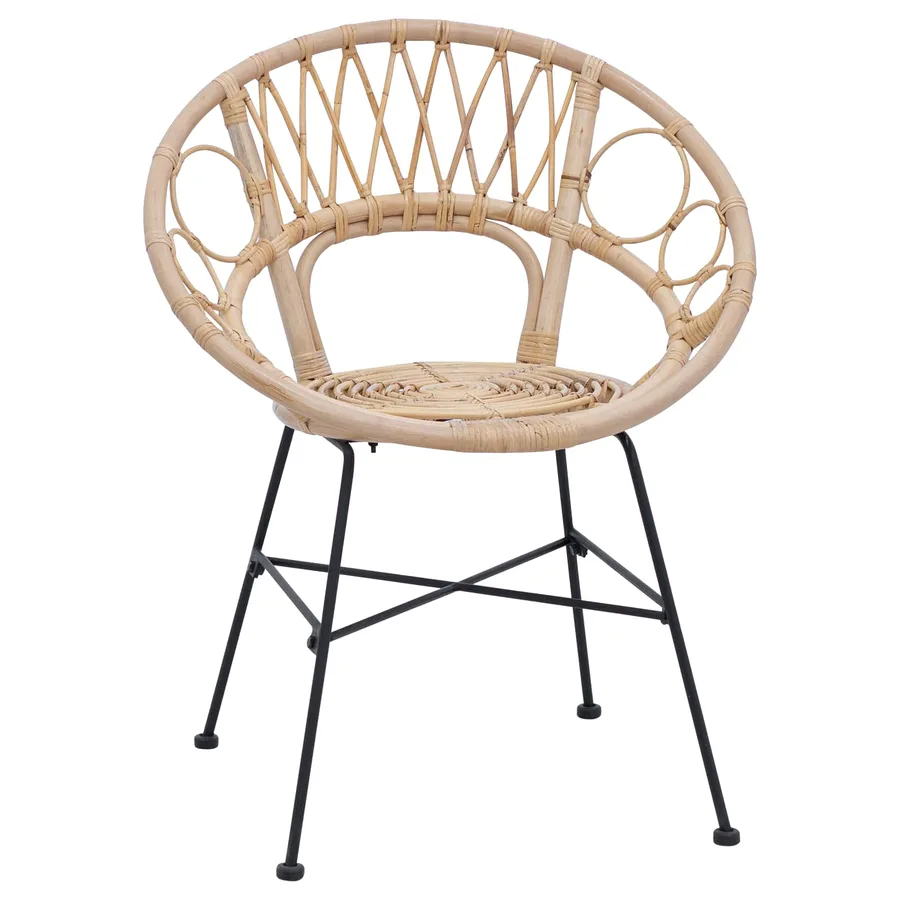Chaise de salle à manger 2 pcs Rotin et métal Naturel - 4