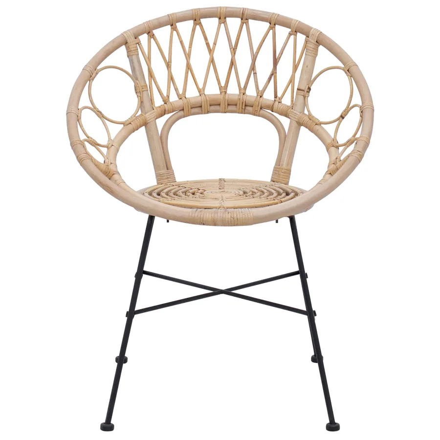 Chaise de salle à manger 2 pcs Rotin et métal Naturel - 5