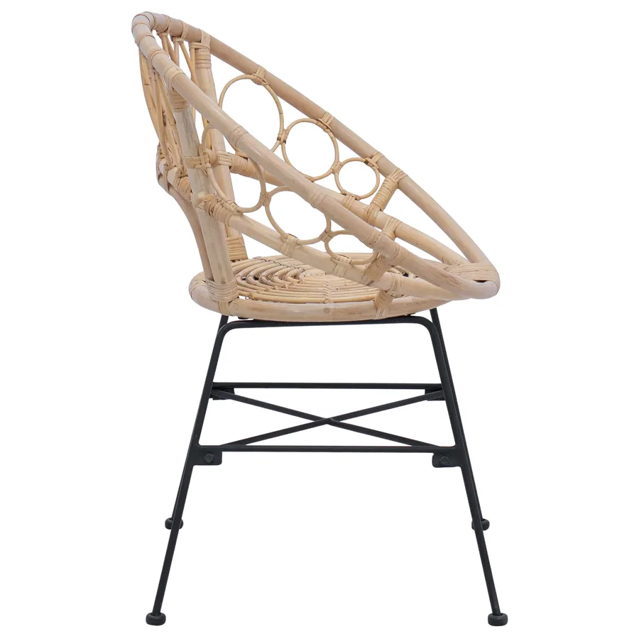 Chaise de salle à manger 2 pcs Rotin et métal Naturel - 6