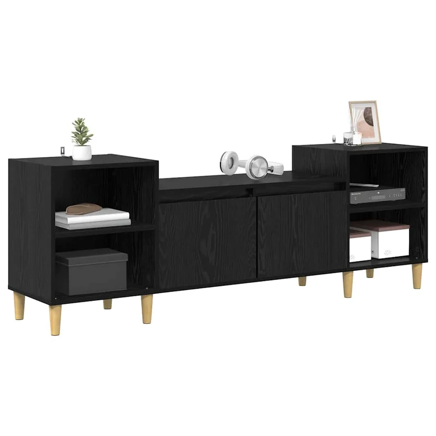 Meuble TV Chêne noir 160 x 35 x 55 cm Bois d'ingénierie - 3