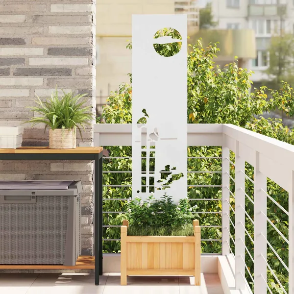 Écran de confidentialité de jardin Fretwork Blanc 32 x 140 cm