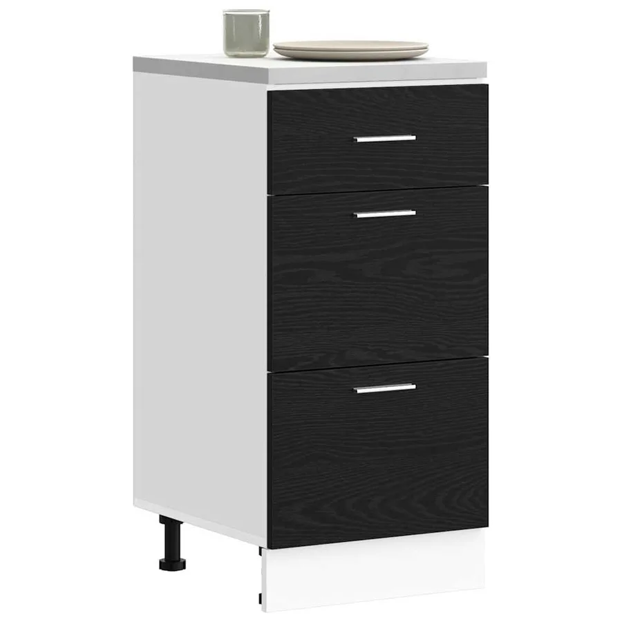 Meuble de cuisine bas avec tiroir Chêne noir 40 x 46 x 81,5 cm - 3