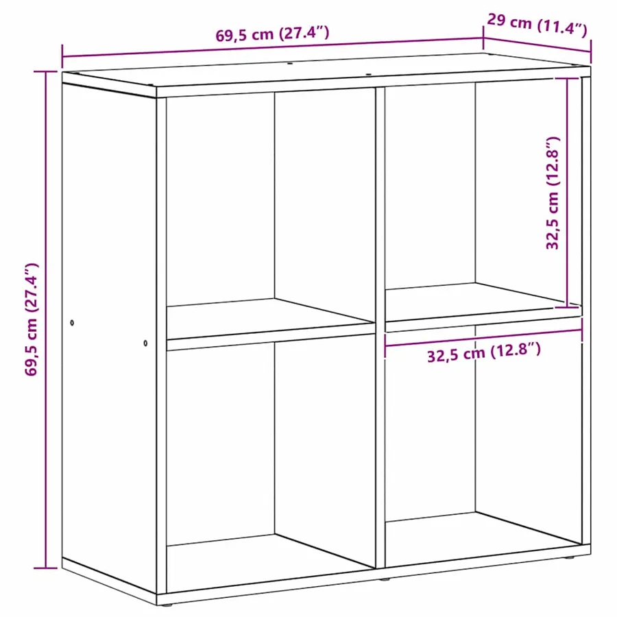 Bibliothèque Chêne noir 69,5 x 29 x 69,5 cm Bois d'ingénierie - 13