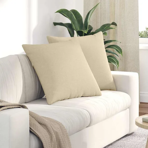 Coussins de canapé 2 pcs Crème 80 x 80 cm tissu
