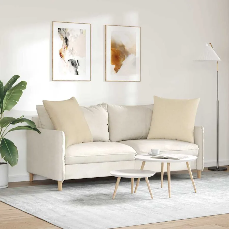 Coussins de canapé 2 pcs Crème 80 x 80 cm tissu - 4