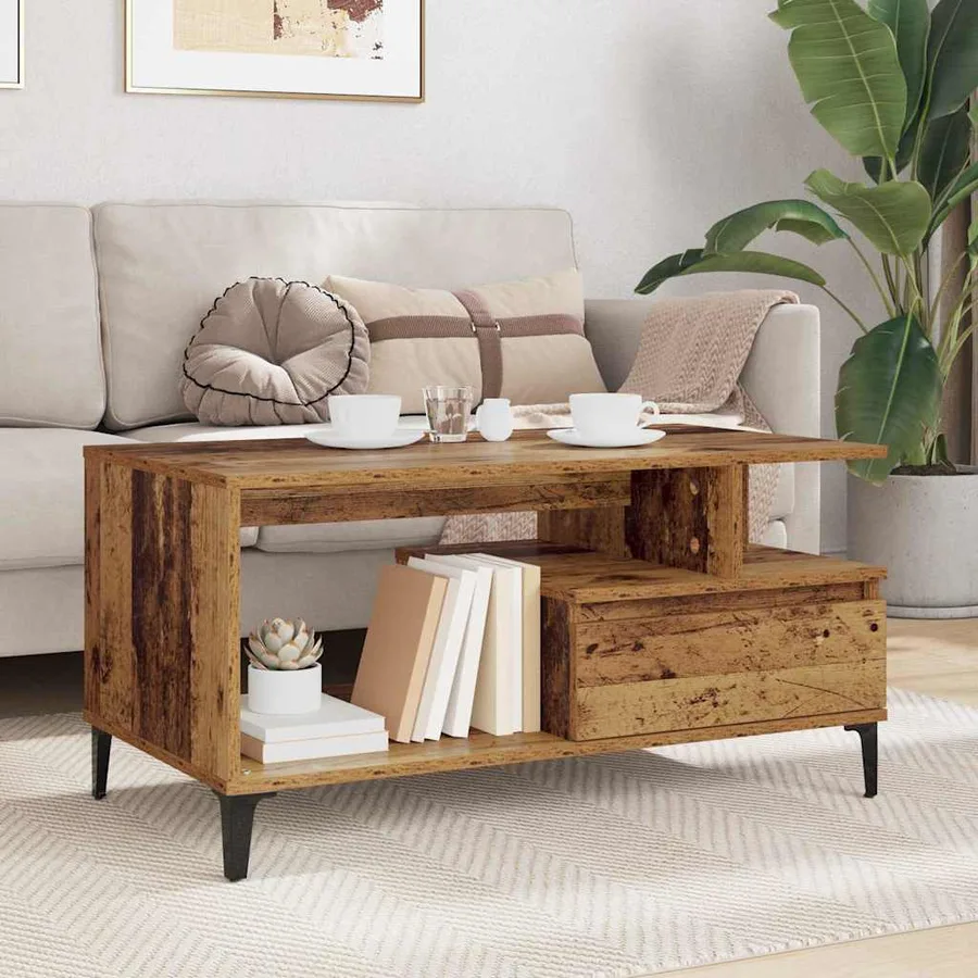 Table basse Bois Ancien 90 x 49 x 45 cm Bois d'ingénierie - 4