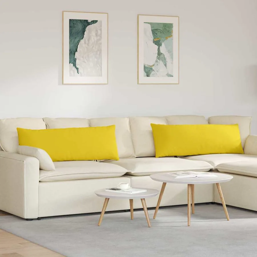 Coussins de canapé 2 pcs Jaune clair 120 x 40 cm tissu