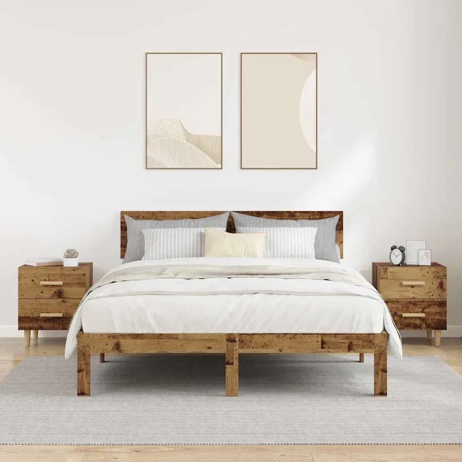 Armoire de lit avec tiroir 2 pcs Bois ancien 40 x 35 x 47.5cm - 4