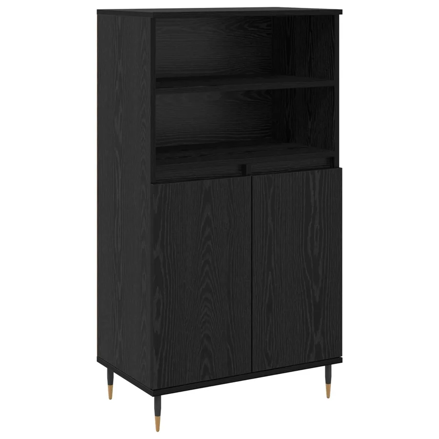 Haut Armoire Noir 60 x 36 x 110 cm Bois d'ingénierie - 2