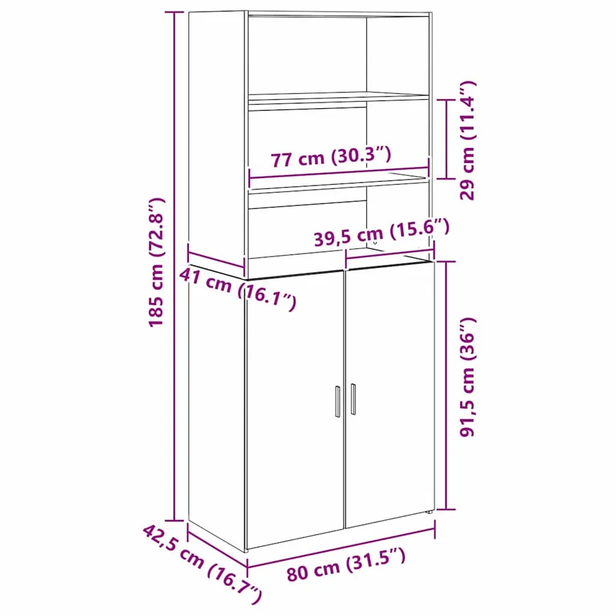 Haut Armoire Bois Ancien 80 x 42,5 x 185 cm Bois d'ingénierie - 13