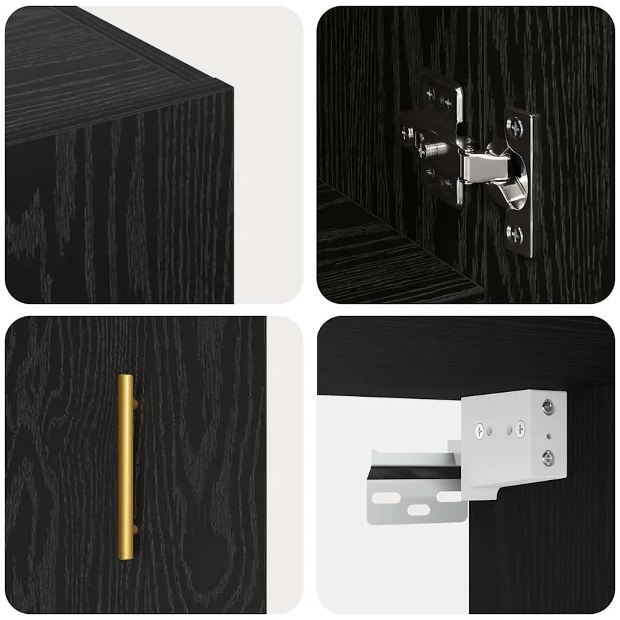 Meuble mural Chêne noir 60 x 31 x 70 cm Bois d'ingénierie - 9
