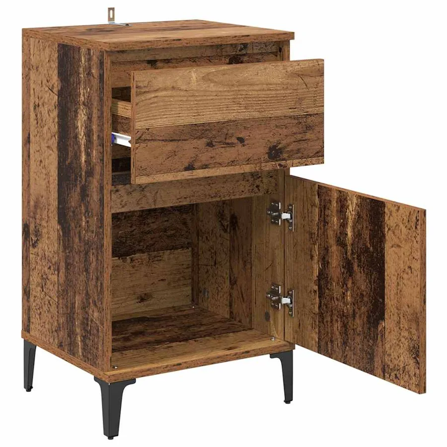 Cabinet de chevet avec tiroir 2 pcs Bois ancien 40 x 35 x 70 cm - 5