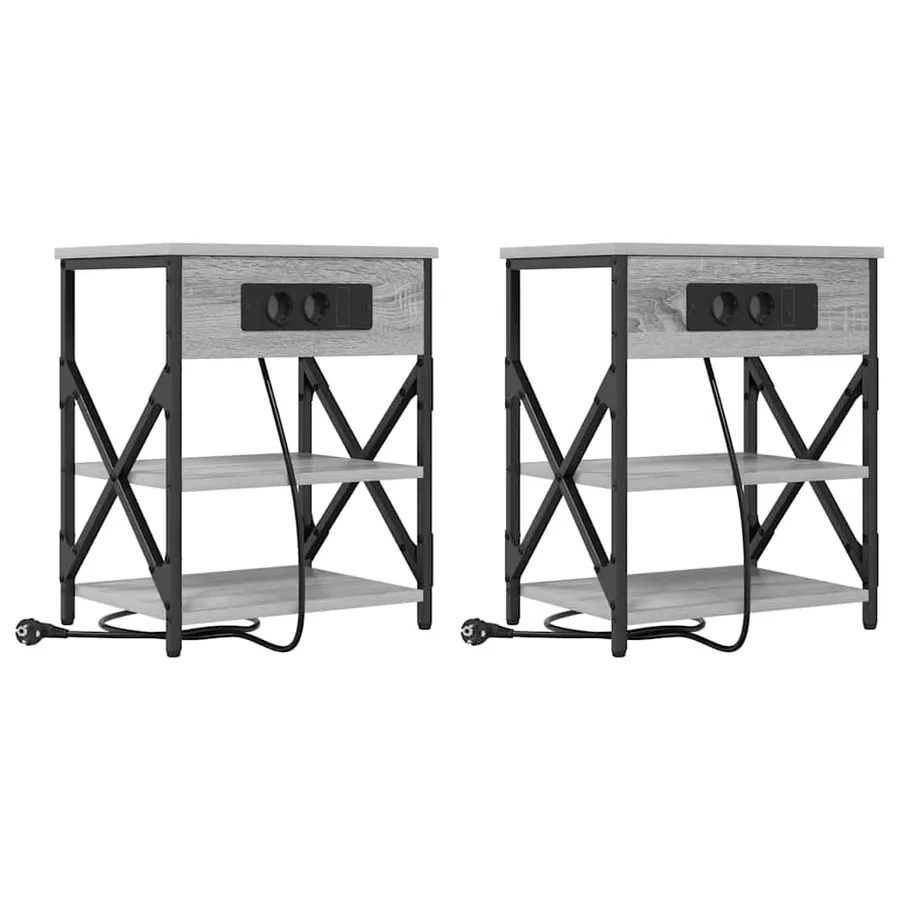 Cabinet de chevet 2 pcs Gris Sonoma 41 x 31 x 51 cm - 2