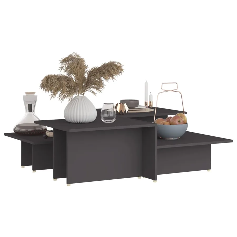 Tables basses 2 pcs Gris 111,5x50x33 cm Bois d'ingénierie - 3