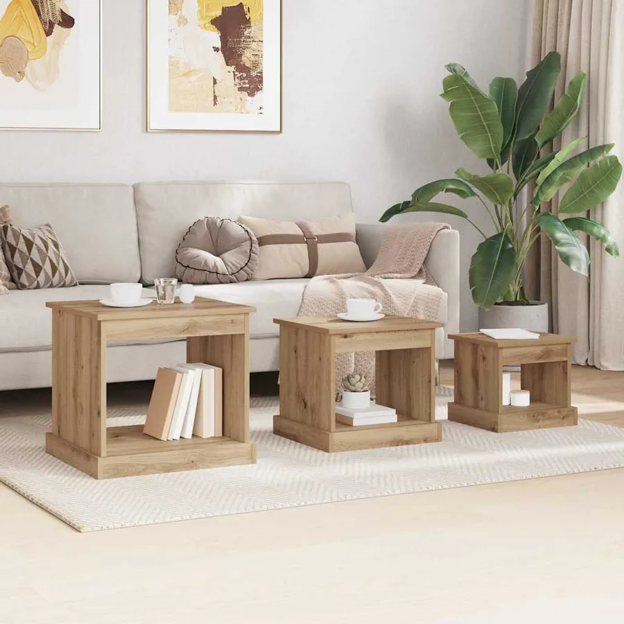 Table basse 3 pcs Chêne artisanal 48 x 45 x 45 cm - 4