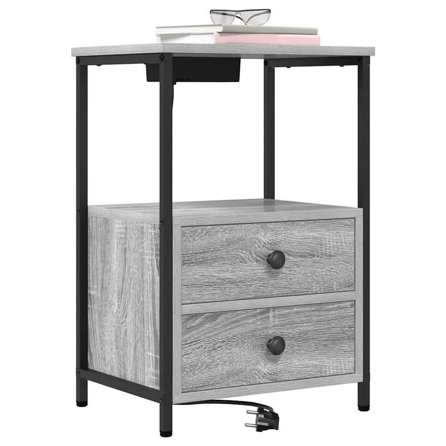 Cabinet de chevet Gris Sonoma 40 x 31 x 60 cm Bois d'ingénierie - 3