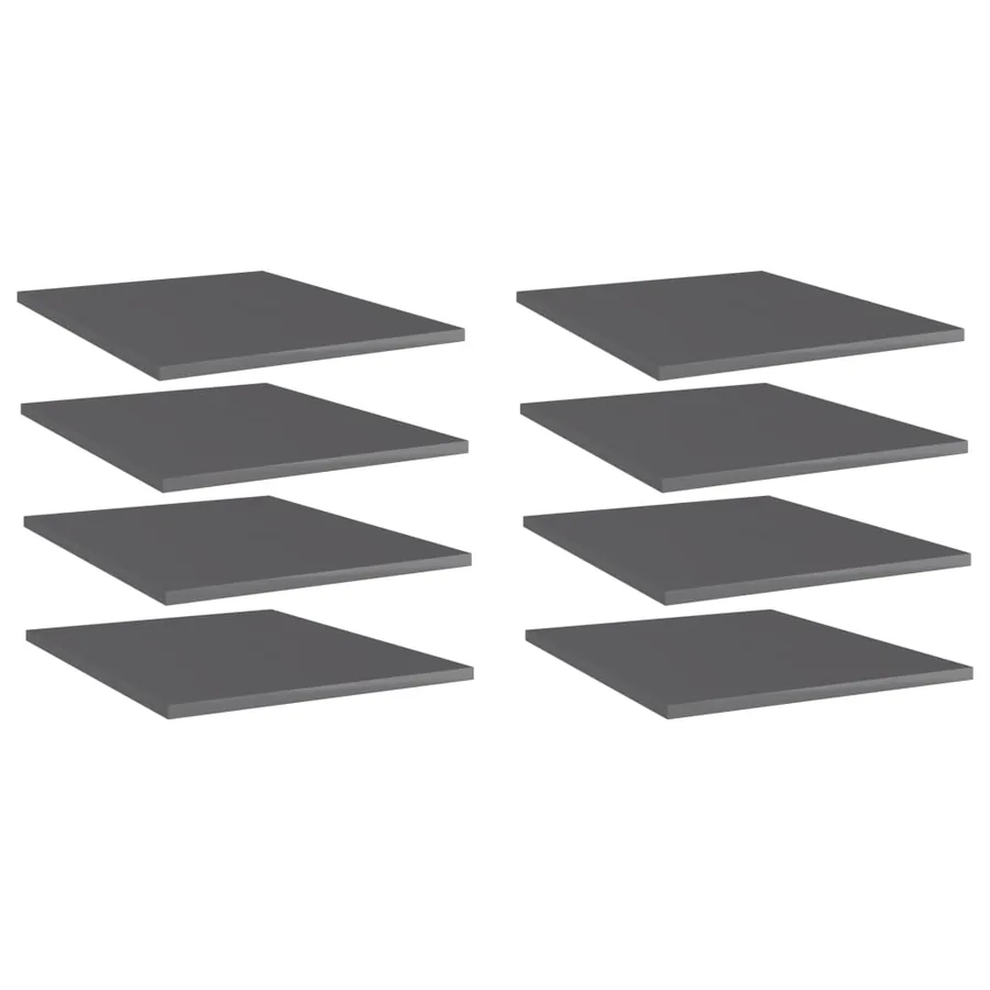 Panneaux de bibliothèque 8 pcs gris brillant bois d’ingénierie