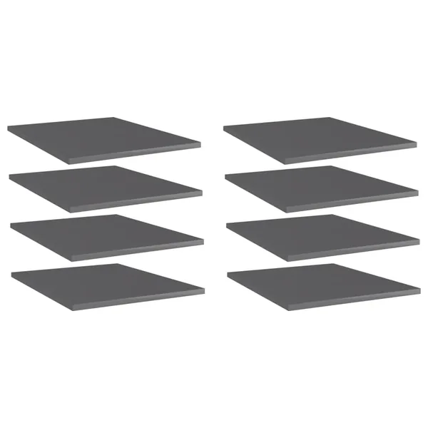 Panneaux de bibliothèque 8 pcs gris brillant bois d’ingénierie