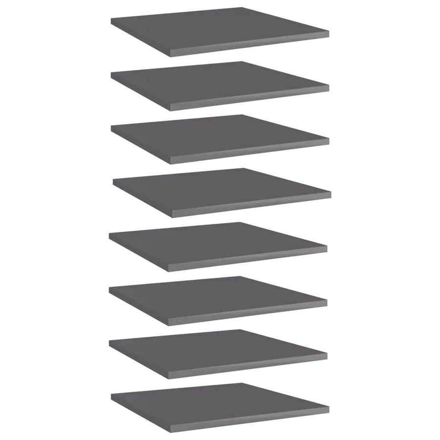 Panneaux de bibliothèque 8 pcs gris brillant bois d’ingénierie