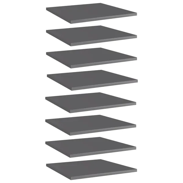Panneaux de bibliothèque 8 pcs gris brillant bois d’ingénierie