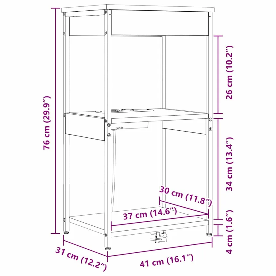 Cabinet de chevet Gris Sonoma 41 x 31 x 76 cm Bois d'ingénierie - 13