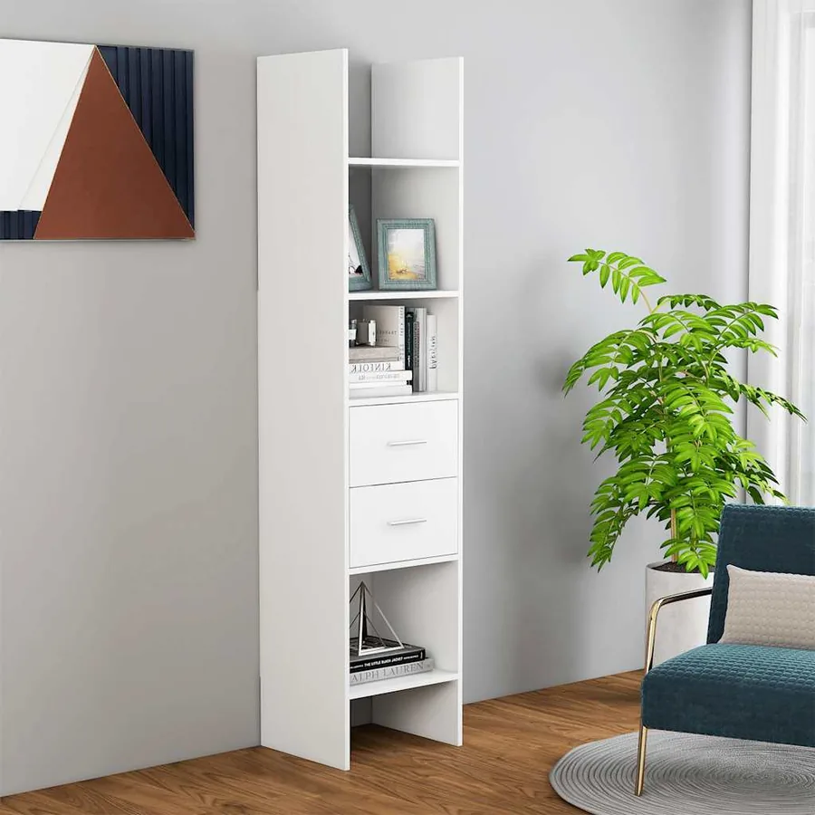 Bibliothèque Blanc 40x35x180 cm Bois d'ingénierie - 7