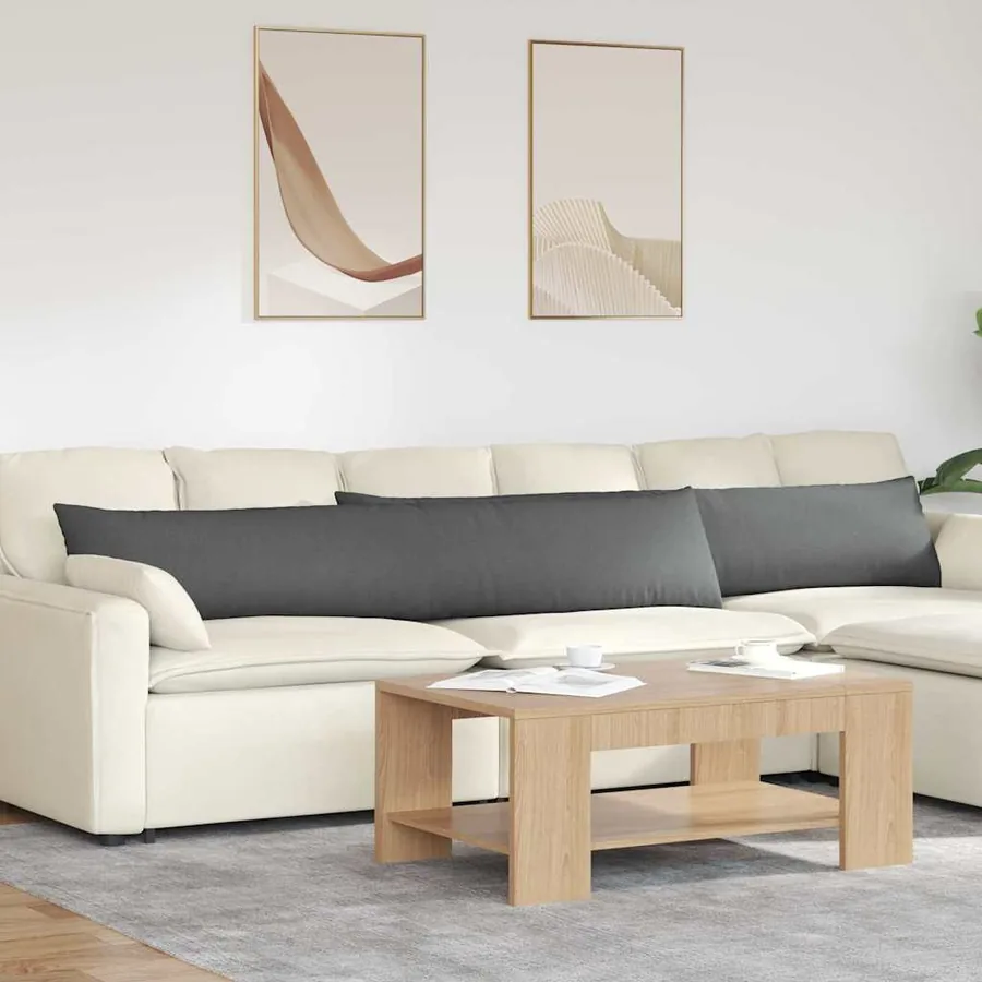 Coussins de canapé 2 pcs Gris foncé 200 x 40 cm tissu