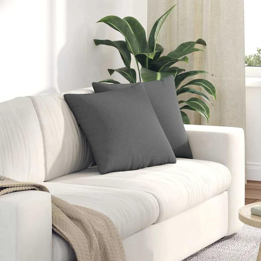 Coussins de canapé 2 pcs Gris foncé 45 x 45 cm tissu
