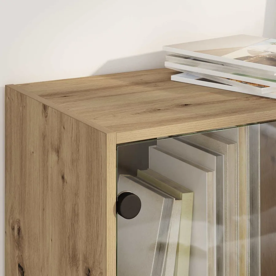 Haut Armoire Chêne artisanal 68 x 37 x 142 cm Bois d'ingénierie - 4