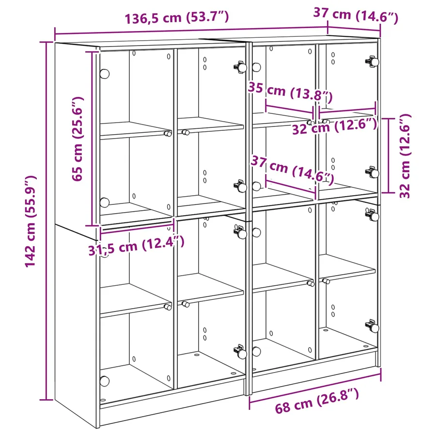 Haut Armoire 2 pcs Chêne artisanal 68 x 37 x 142 cm - 14