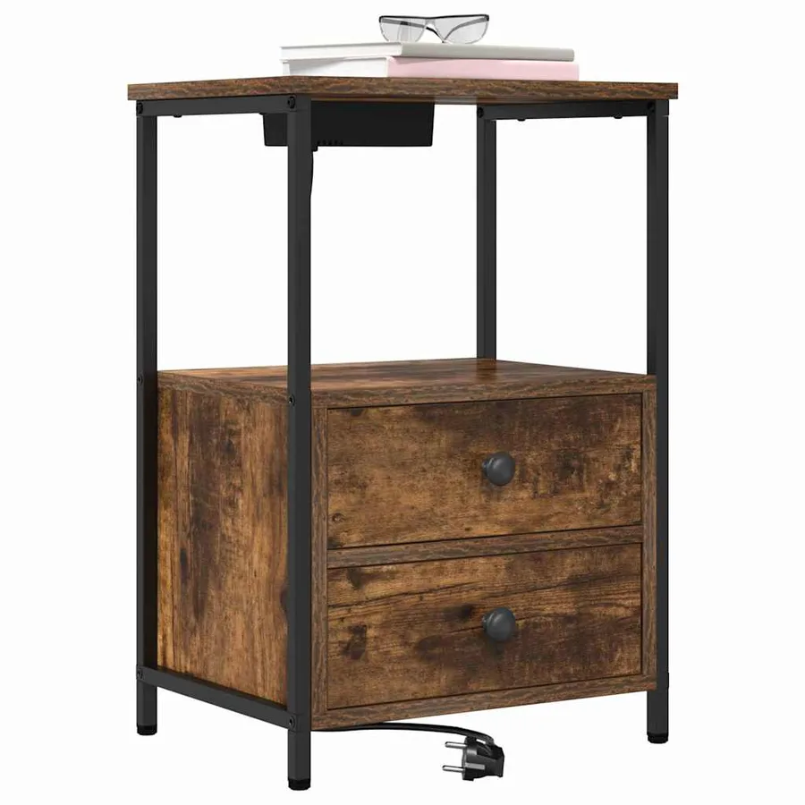 Cabinet de chevet Chêne fumé 40 x 31 x 60 cm Bois d'ingénierie - 3