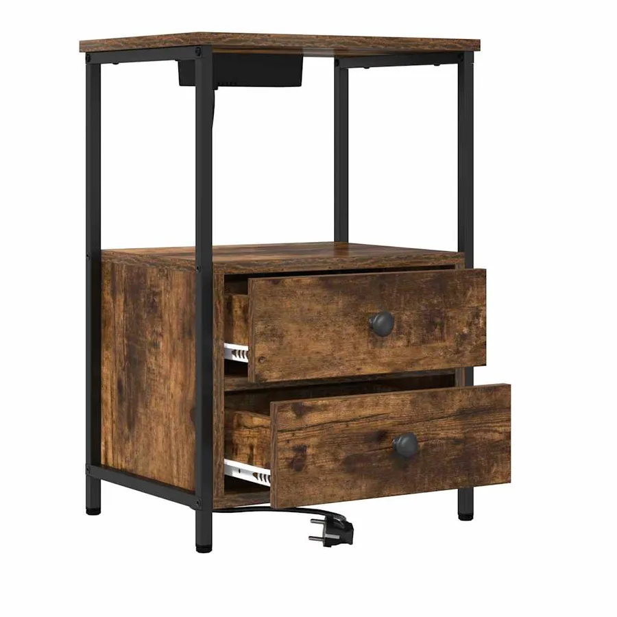 Cabinet de chevet Chêne fumé 40 x 31 x 60 cm Bois d'ingénierie - 5