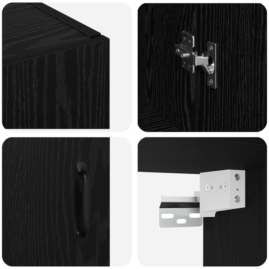 Armoire Murale Montage mural 2 pcs Chêne noir 69,5 x 34 x 90 cm - 10