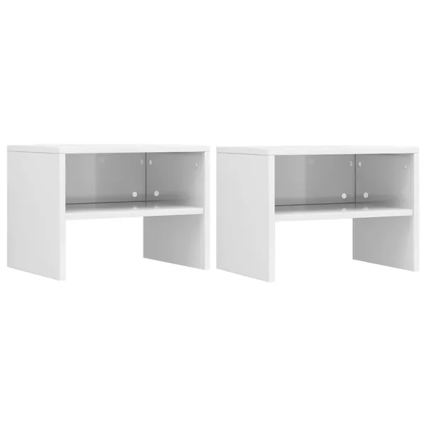 Tables de chevet 2pcs Blanc brillant 40x30x30cm Bois ingénierie