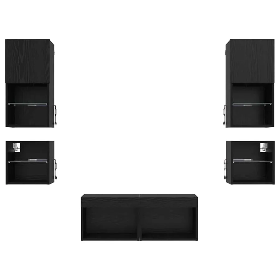 Meubles TV muraux 8 pcs Chêne noir Bois d'ingénierie - 10