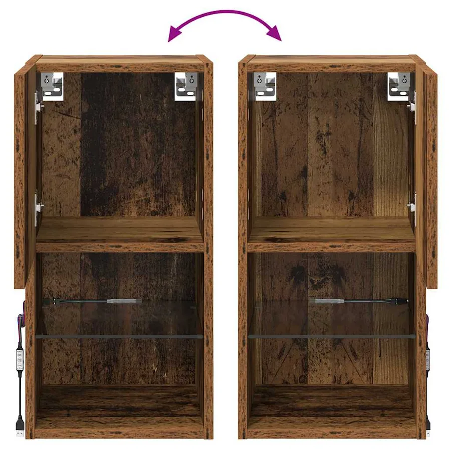 Meubles TV muraux avec LED 2 pcs Bois ancien 30,5 x 30 x 60 cm - 14
