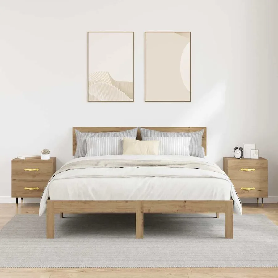 Cabinet de chevet 2 pc Chêne artisanal 40 x 35 x 47,5 cm - 4
