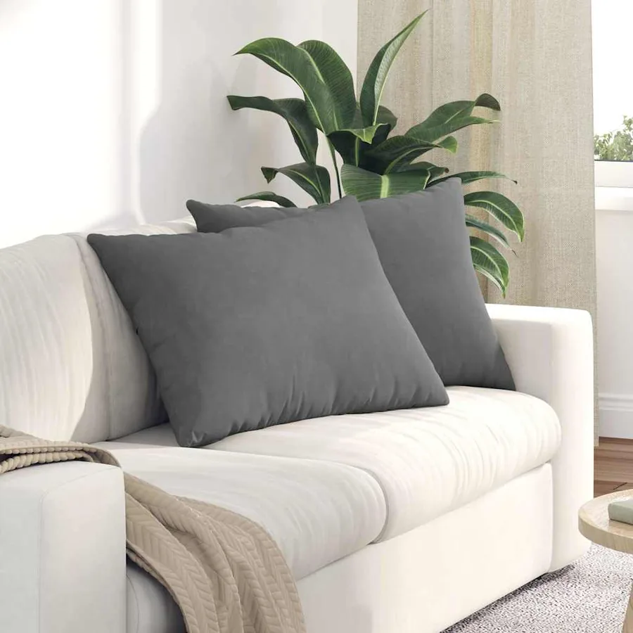 Coussins de canapé 2 pcs Gris foncé 70 x 50 cm tissu