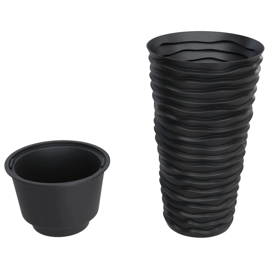 Jardinière et intérieur amovible anthracite aspect rainuré - 3