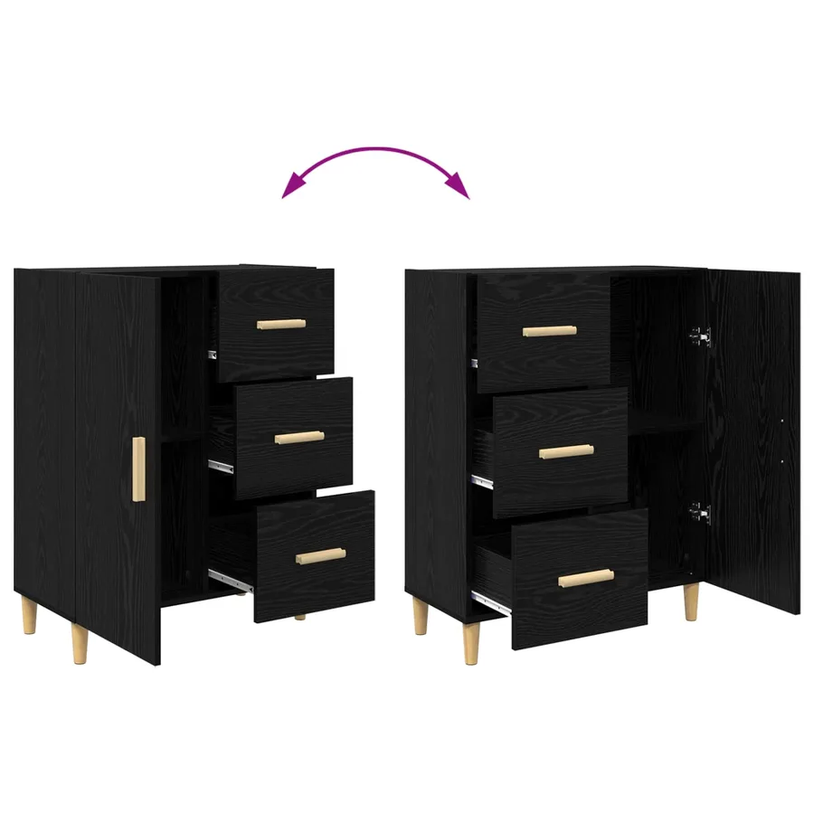 Buffet Chêne noir 34 x 69,5 x 90 cm Bois d'ingénierie - 10