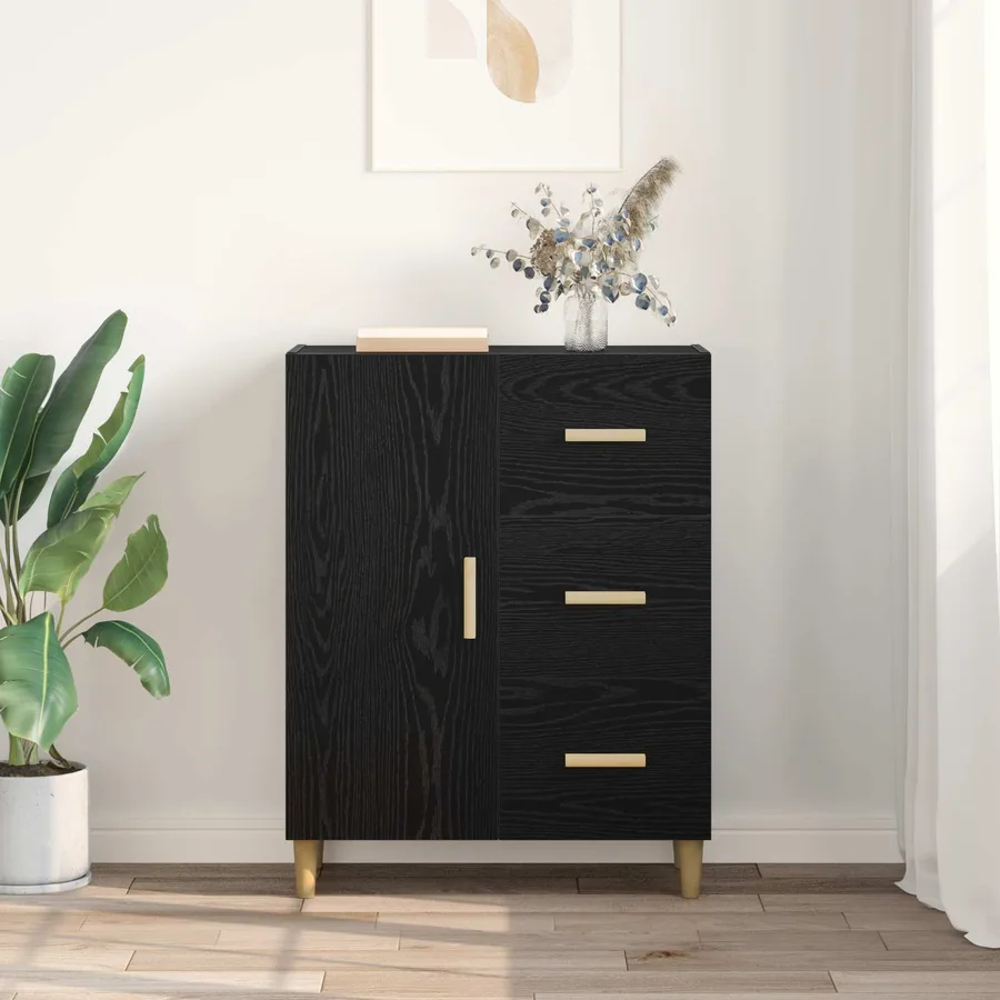 Buffet Chêne noir 34 x 69,5 x 90 cm Bois d'ingénierie - 4