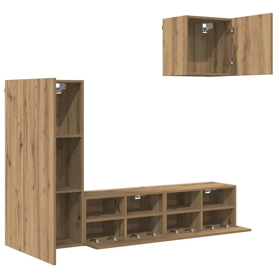 Meubles TV muraux 4 pcs Chêne artisanal Bois d'ingénierie - 5